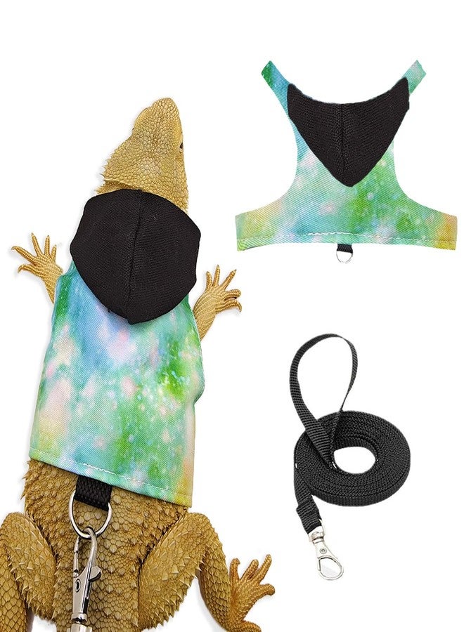 hokable Bearded Dragon Lizard Hoodie Leash Suit Reptile pet Outdoor Chest Harness Chameleon Squirrel Leash Hooded Clothes Suitable for Bearded Dragon Lizard Reptiles（Black hat） - Image 1